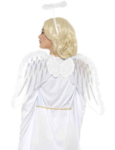 Kit ange pour adulte blanc avec ailes et auréole
