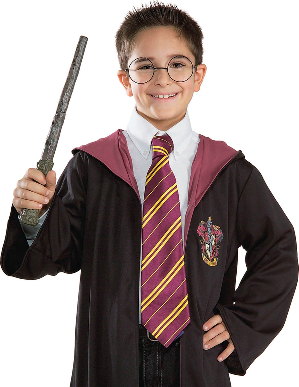 Kit baghetă magică & ochelari Harry Potter pentru copil ochelari rotunzi negri și baghetă maro