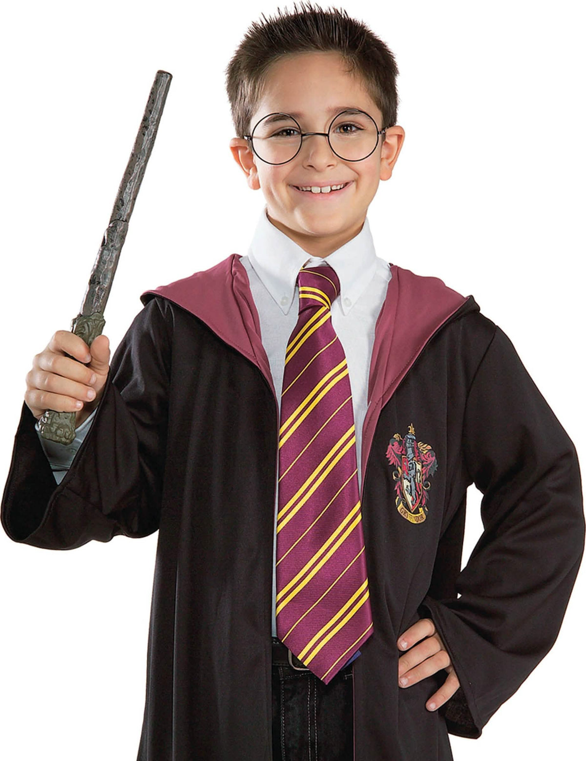 Kit baghetă magică & ochelari Harry Potter pentru copil ochelari rotunzi negri și baghetă maro