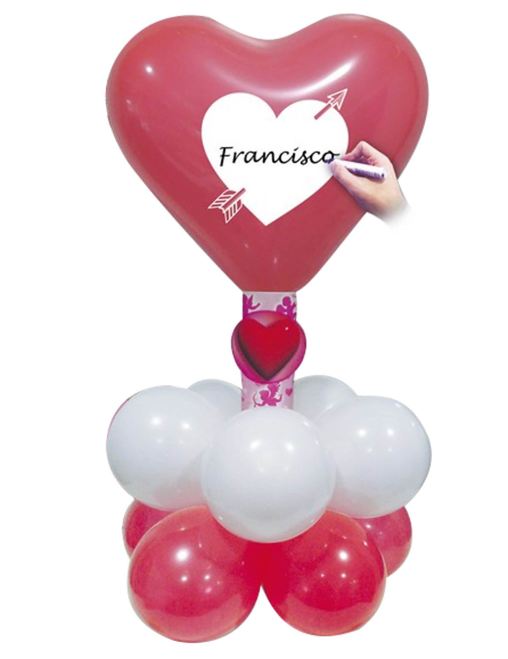 Kit ballons coeurs pour fête rouges et blancs personnalisable