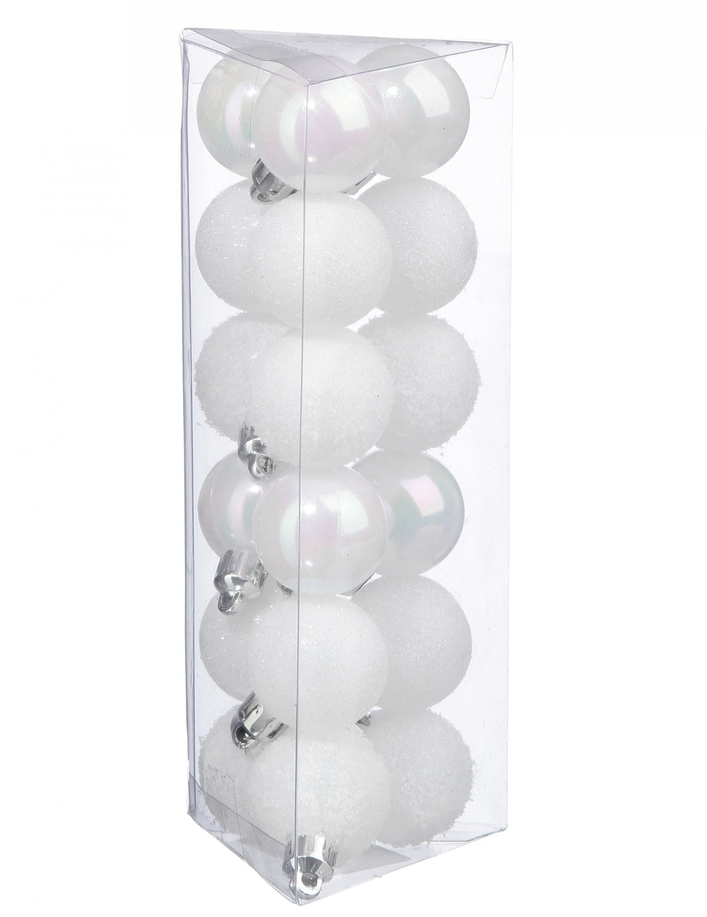 Lot de 18 mini boules de Noël blanches pailletées et mates