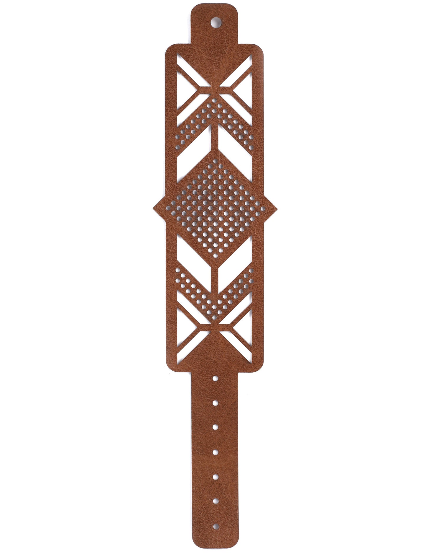 Set de brățară din piele maro cu model de diamant brodat pentru adulți.