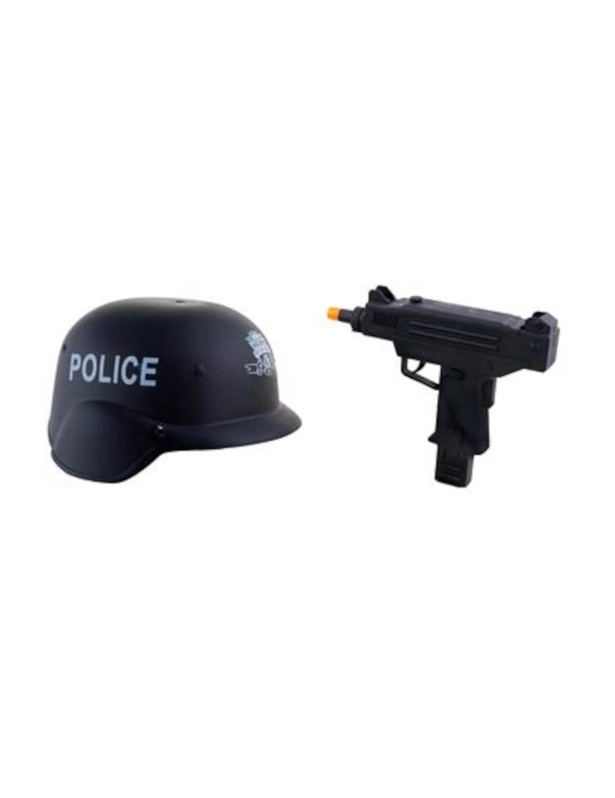 Kit de cască și mitralieră de poliție negru din plastic