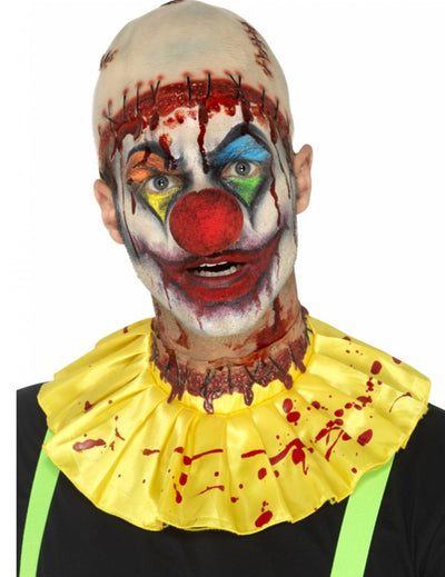 Kit din latex de clovn înfricoșător de Halloween pentru adult, galben și însângerat