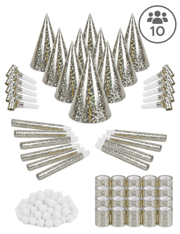 Silver Cotillons Kit 10 persoane