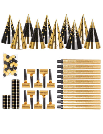 Set de petrecere negru și auriu pentru 10 persoane 