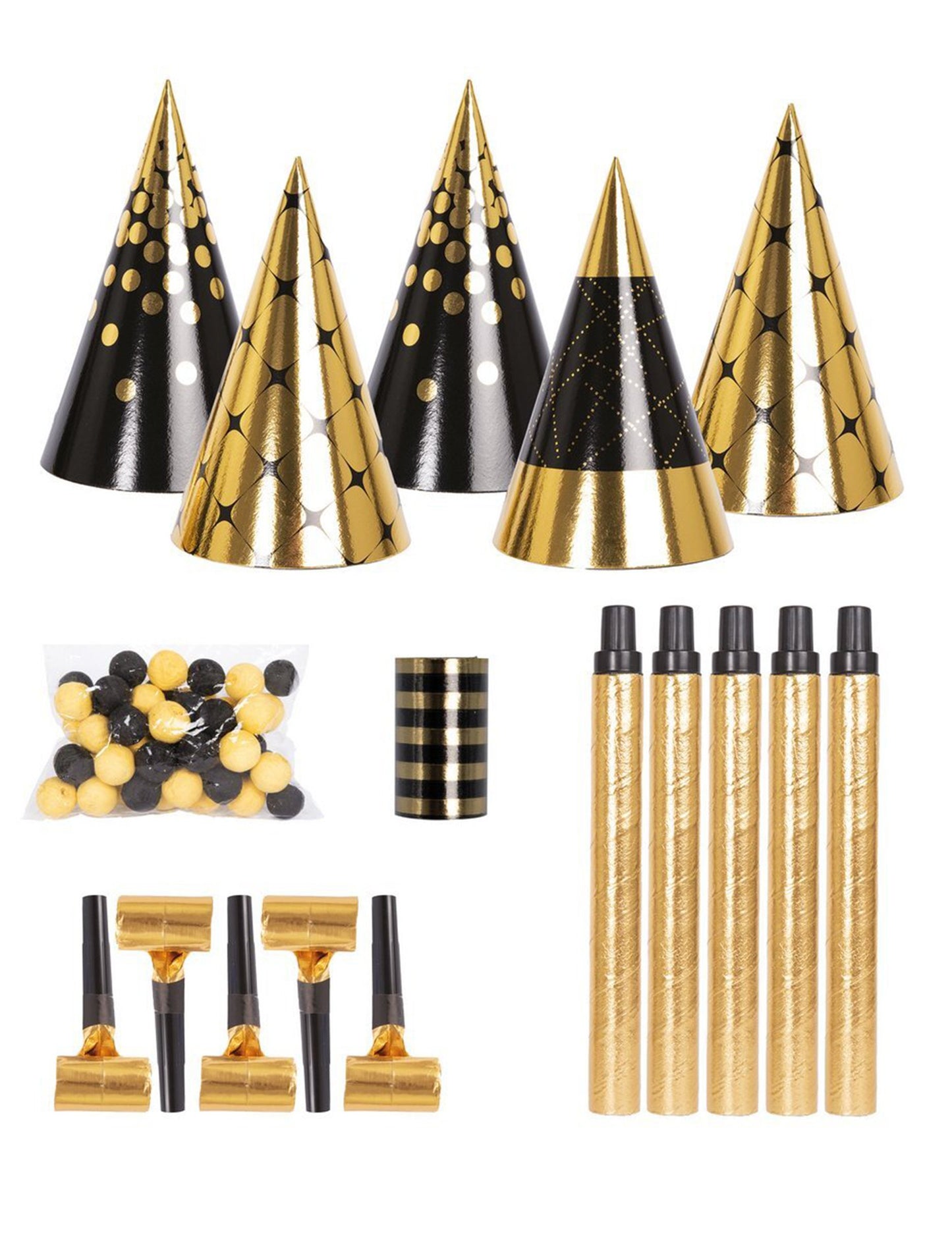 Set de confettiuri negru și auriu pentru 5 persoane 