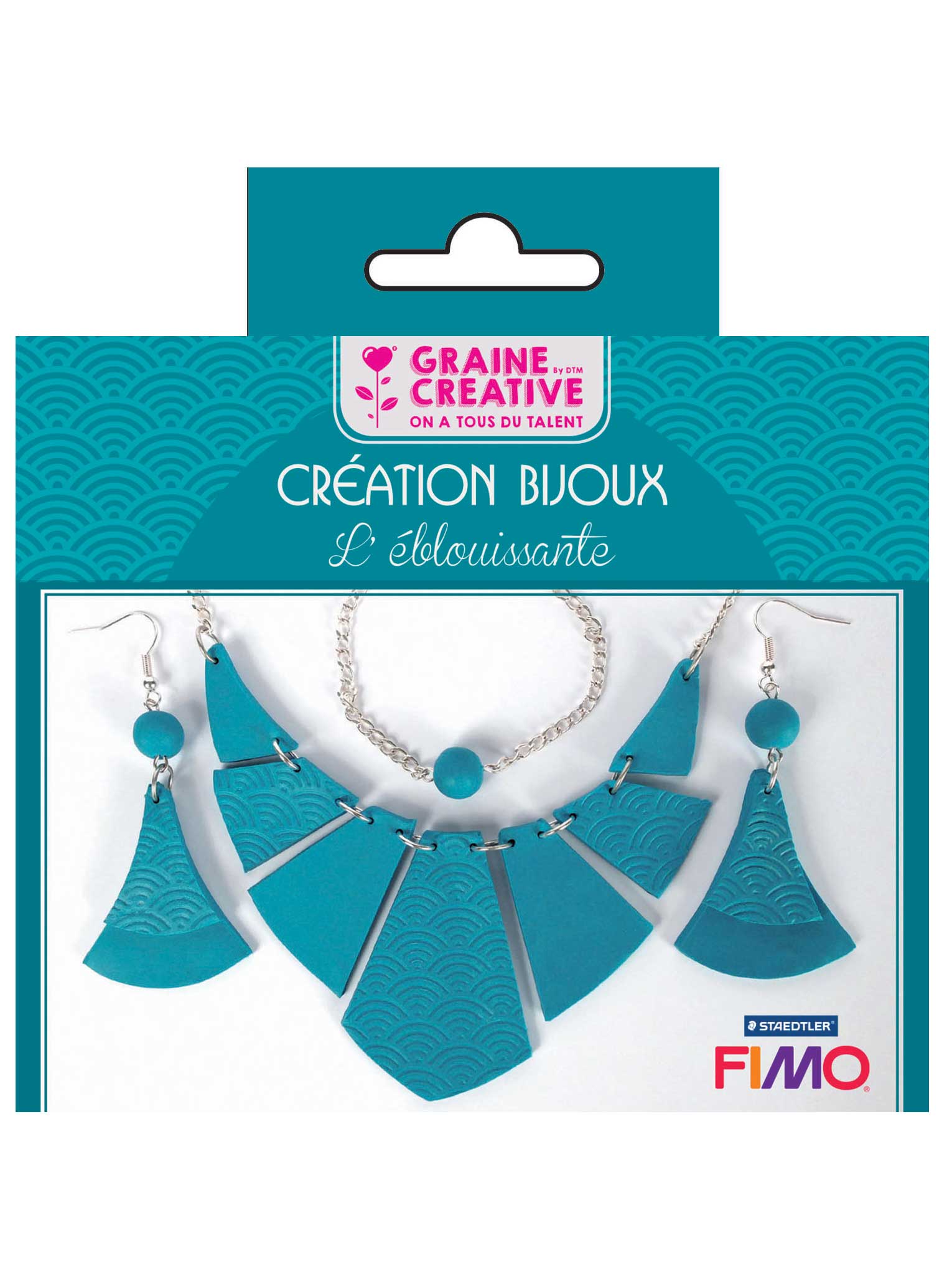 Kit création de bijoux parure pour adulte turquoise en pâte fimo