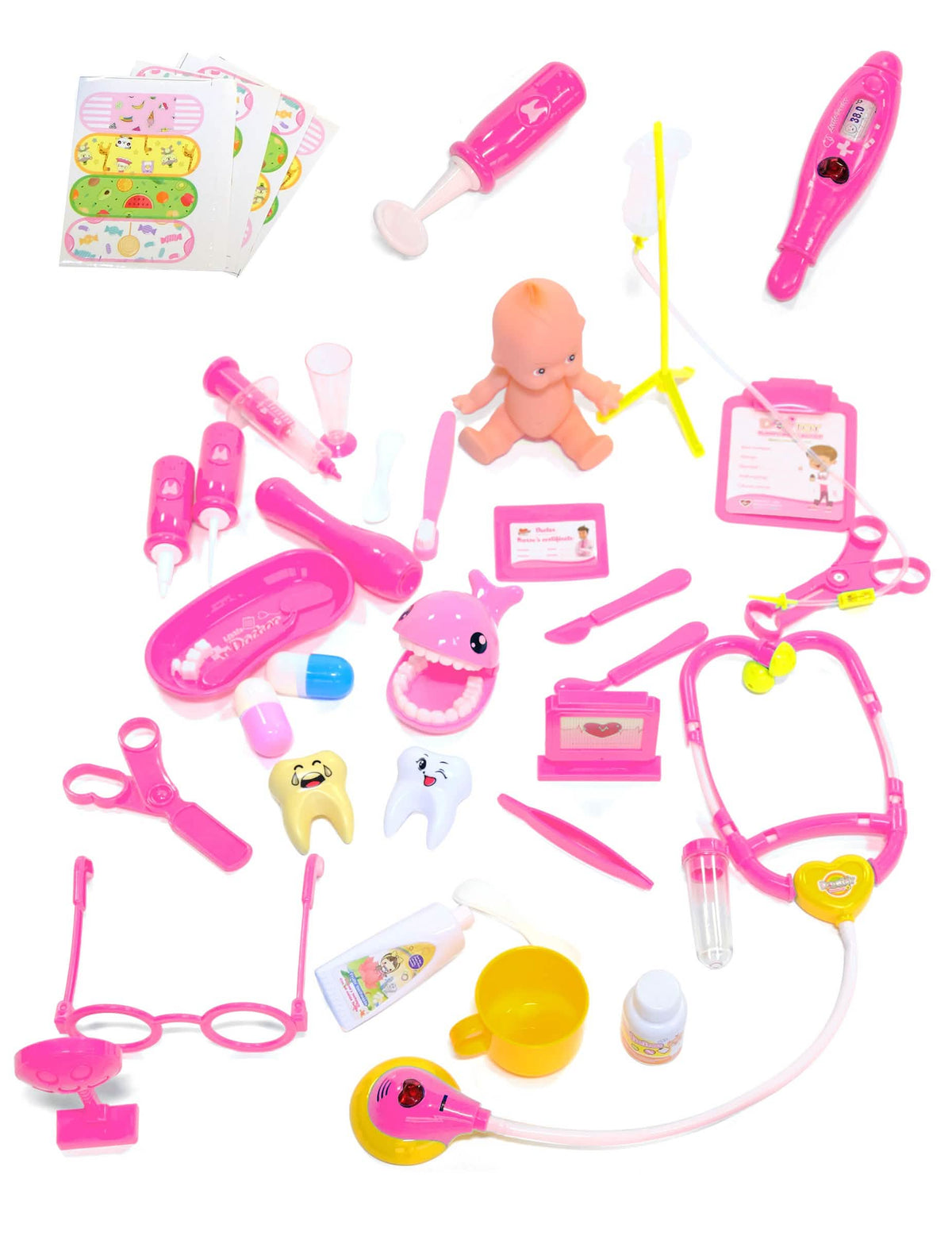 Kit de accesorii de doctor pentru copil roz 39 piese