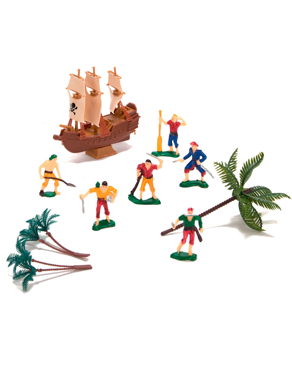 Kit de décorations gâteaux pirate 10 pièces multicolores avec figurines et bateau