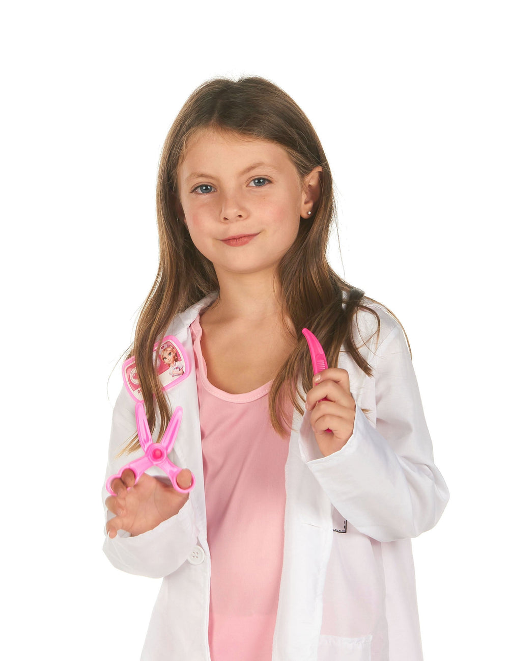 Ciseaux et scalpel roses du kit de docteur pour enfant