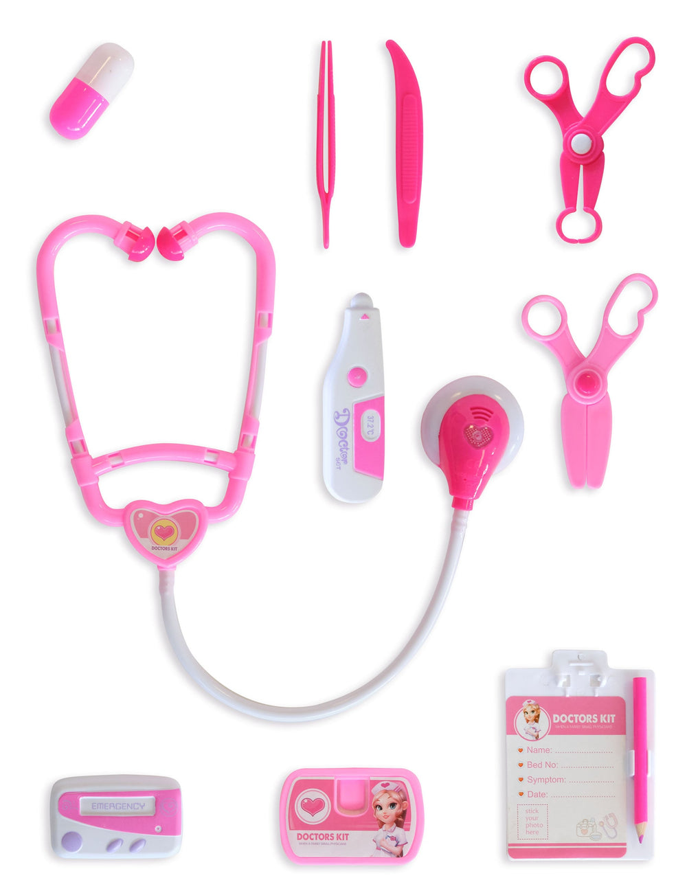 Kit de docteur pour enfant rose 10 pièces