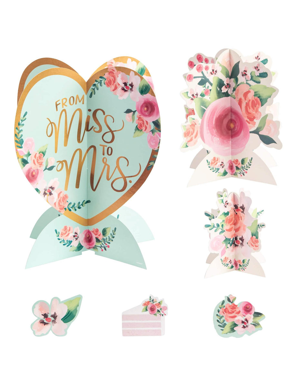 Kit decorațiuni de masă From Miss to Mrs pentru nuntă liberty roz și roz