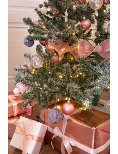 Set de decorațiuni pentru brad roz auriu, 18 piese 