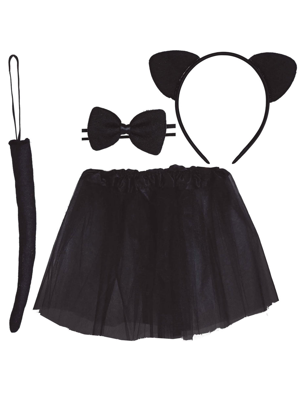 Kit déguisement de chat pour enfant noir avec tutu oreilles nœud papillon et queue