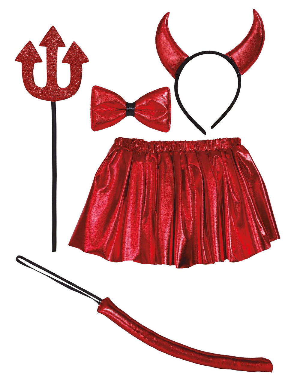 Kit déguisement diablesse pour enfant rouge avec tutu cornes et trident