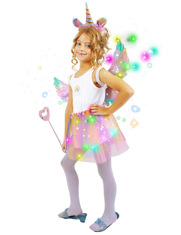 Kit de costume unicorn luminos al fetelor
