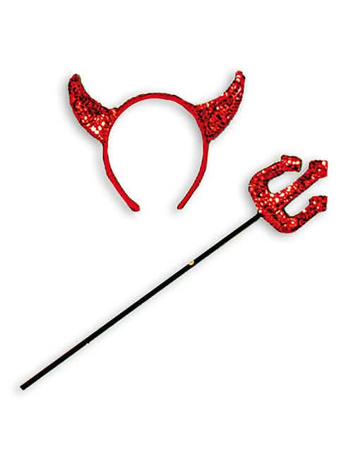 Set de diavoliță halloween pentru femeie roșu cu paiete