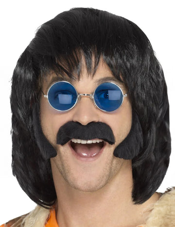 Kit de hippie neagră cu mustață și picioare pentru bărbați