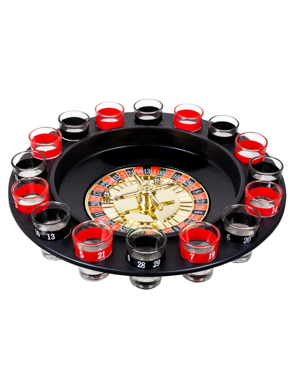 Kit jeu apéro roulette pour adulte noir et rouge avec verres à shot