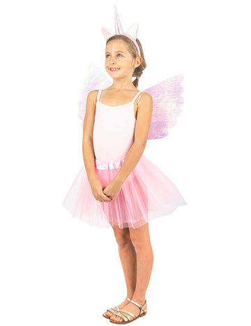 Kit licorne magique pour enfant rose avec tutu et ailes