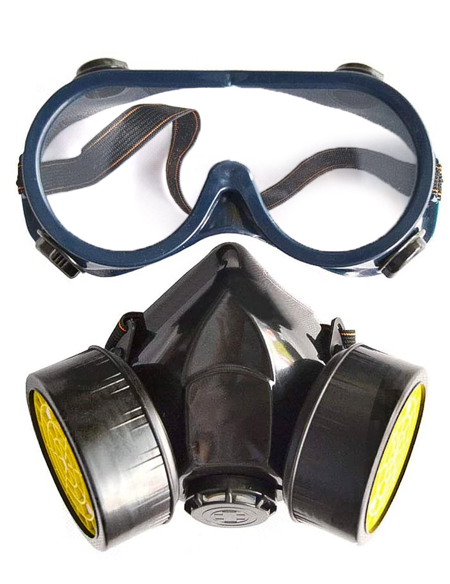 Kit lunettes et masque à gaz factice pour adulte noir et jaune