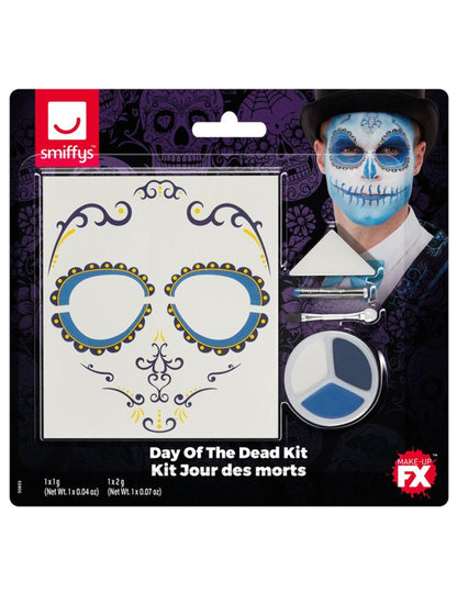 Make -up Kit și Tatoo Dia de los Muertos Blue Adult