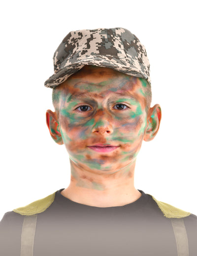 Kit maquillage militaire pour enfant vert et marron avec pinceau et éponge