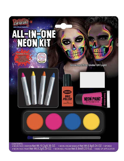 Kit maquillage néon pour adulte multicolore
