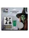 Kit maquillage sorcière pour enfant vert avec pochoirs et accessoires