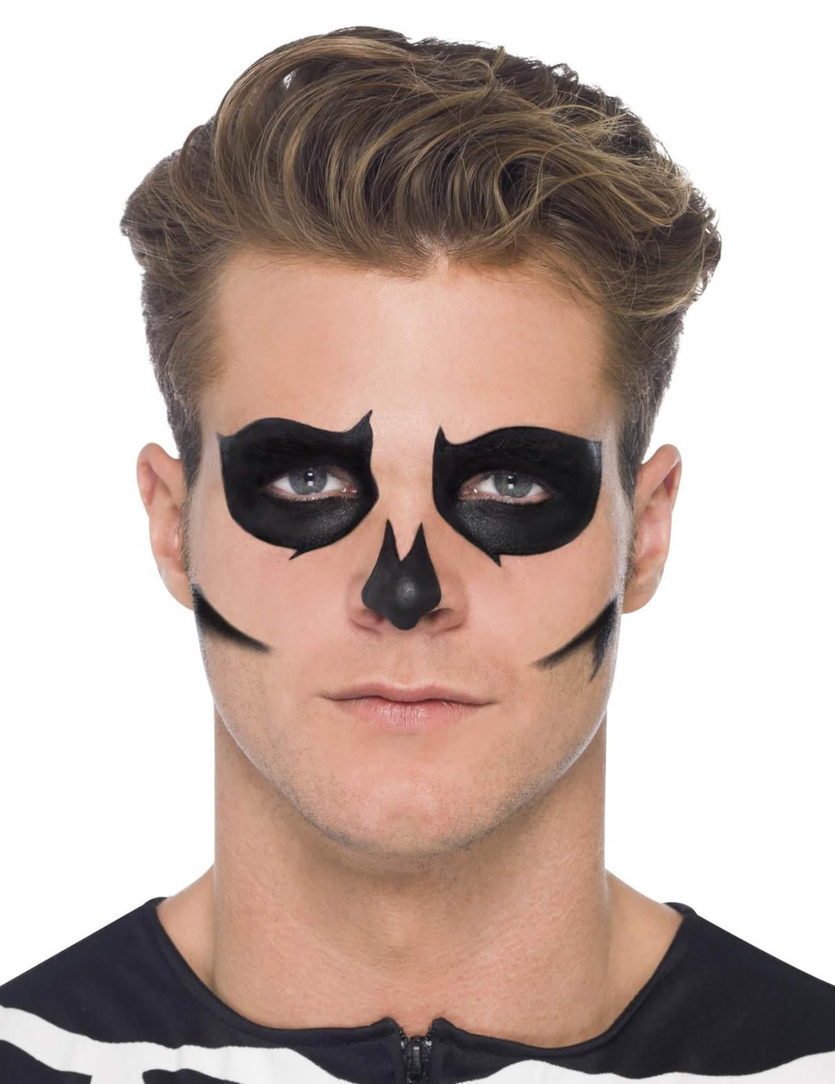 Vue de face du maquillage du Kit maquillage squelette phosphorescent pour adulte