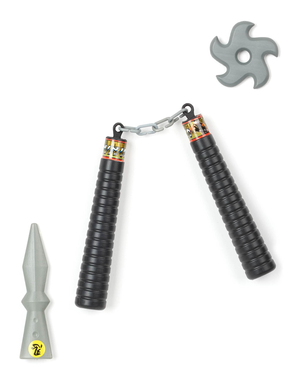 Kit ninja nunchaku pentru copil negru și gri din plastic