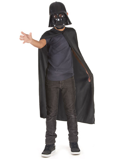 Kit oficial Dark Vador pentru copii, negru, cu mască și pelerină