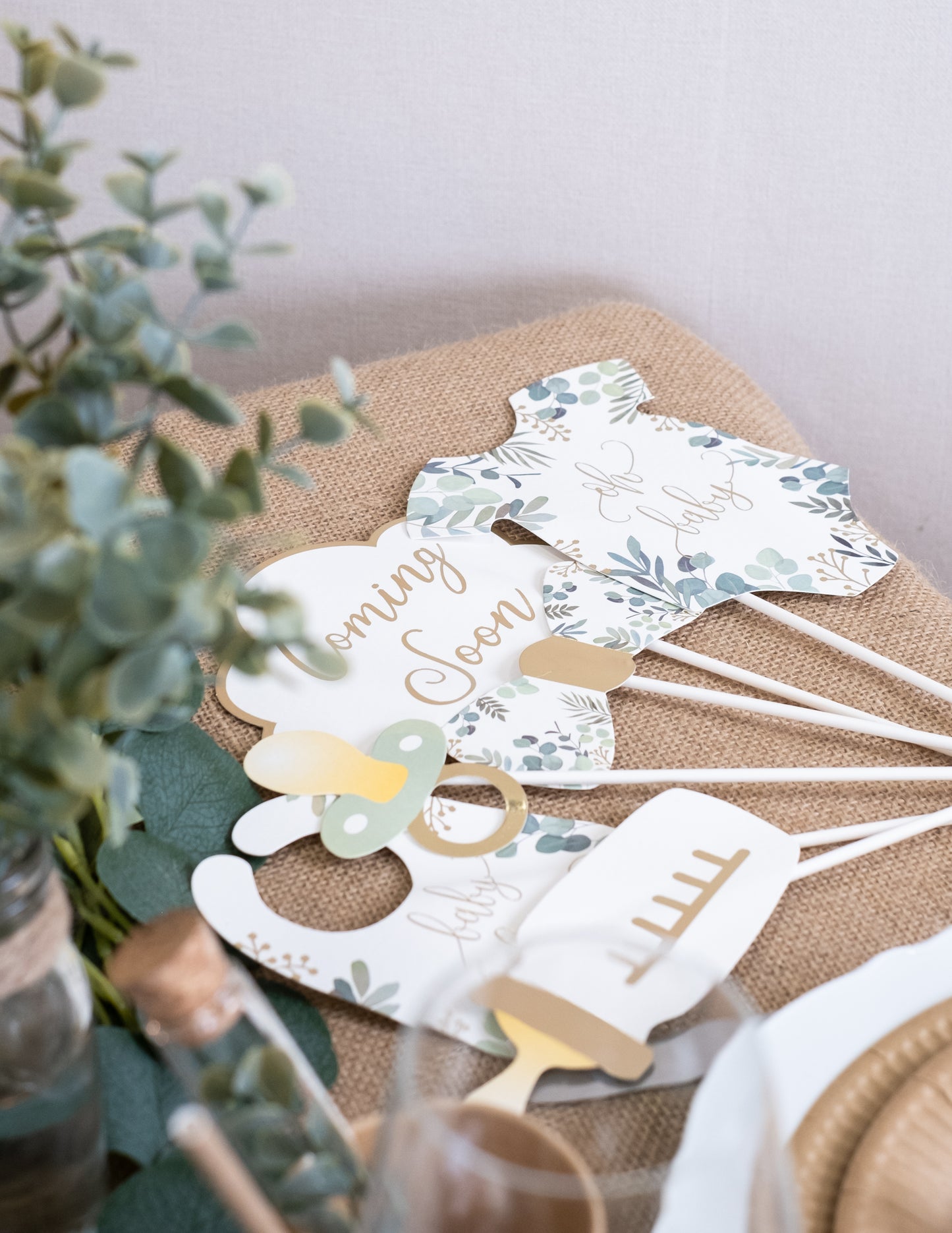 Photobooth Kit 11 Accesorii Oh Baby Eucalipt Gill and Gold