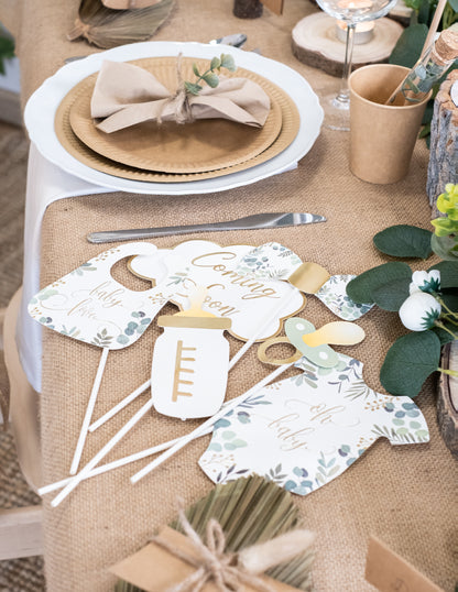 Photobooth Kit 11 Accesorii Oh Baby Eucalipt Gill and Gold