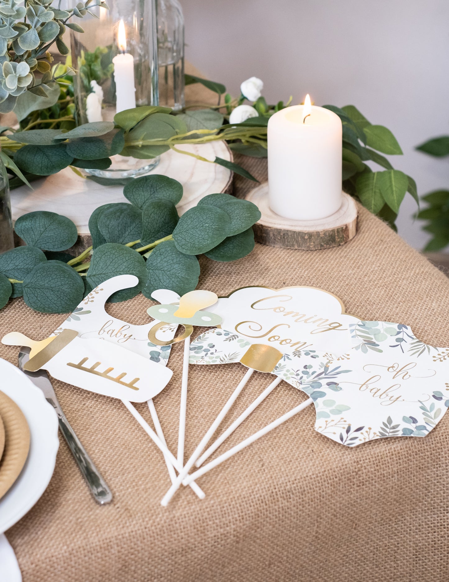 Photobooth Kit 11 Accesorii Oh Baby Eucalipt Gill and Gold