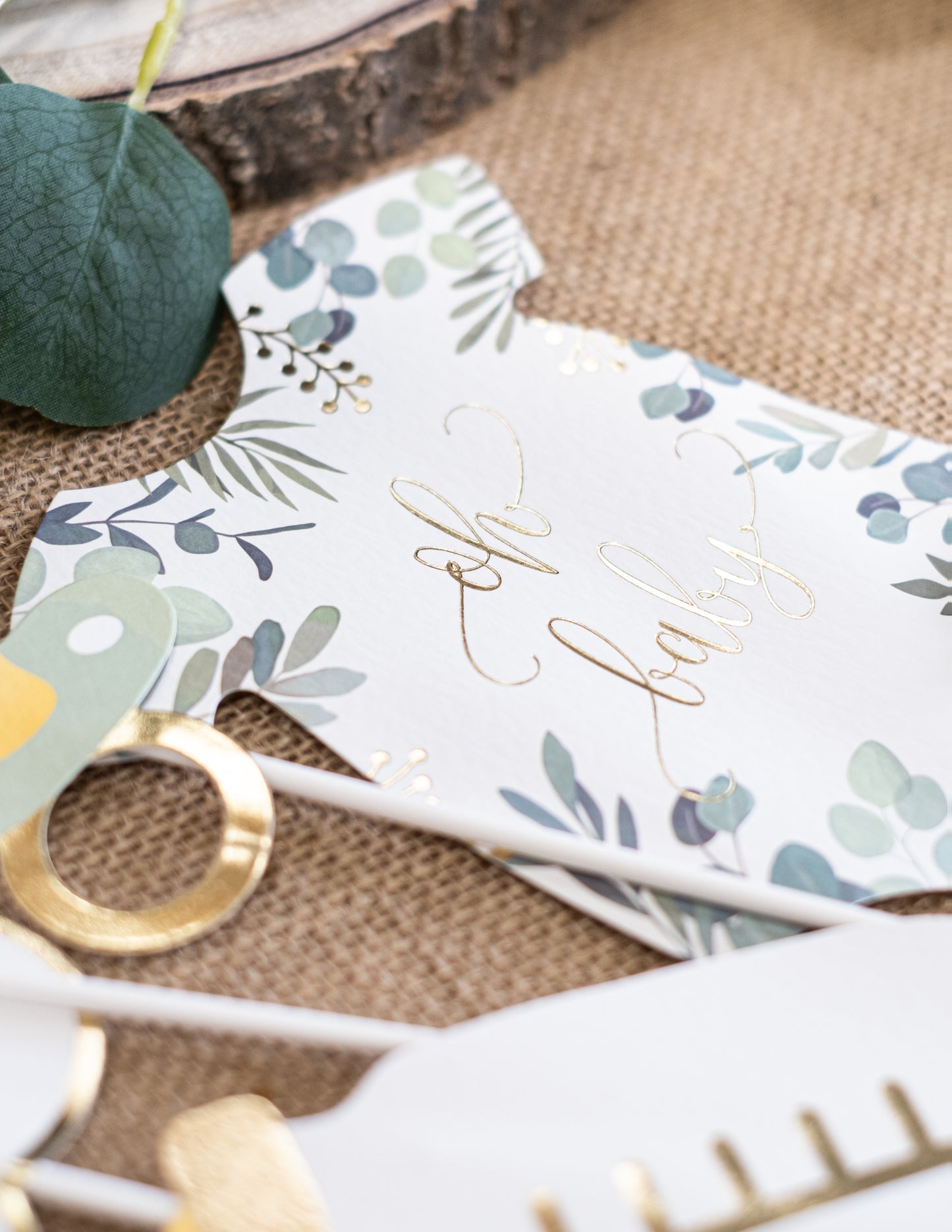 Photobooth Kit 11 Accesorii Oh Baby Eucalipt Gill and Gold