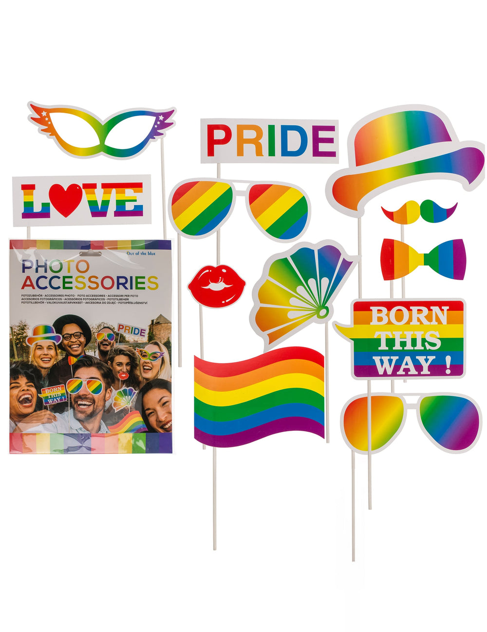 Kit photobooth pride arc-en-ciel pour adulte multicolore 12 pièces