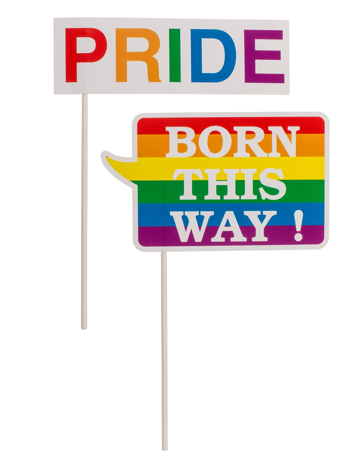 Panneaux pride et born this way du kit photobooth pride arc-en-ciel