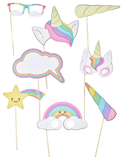 Kit photobooth bébé licorne pour enfant multicolore pastel