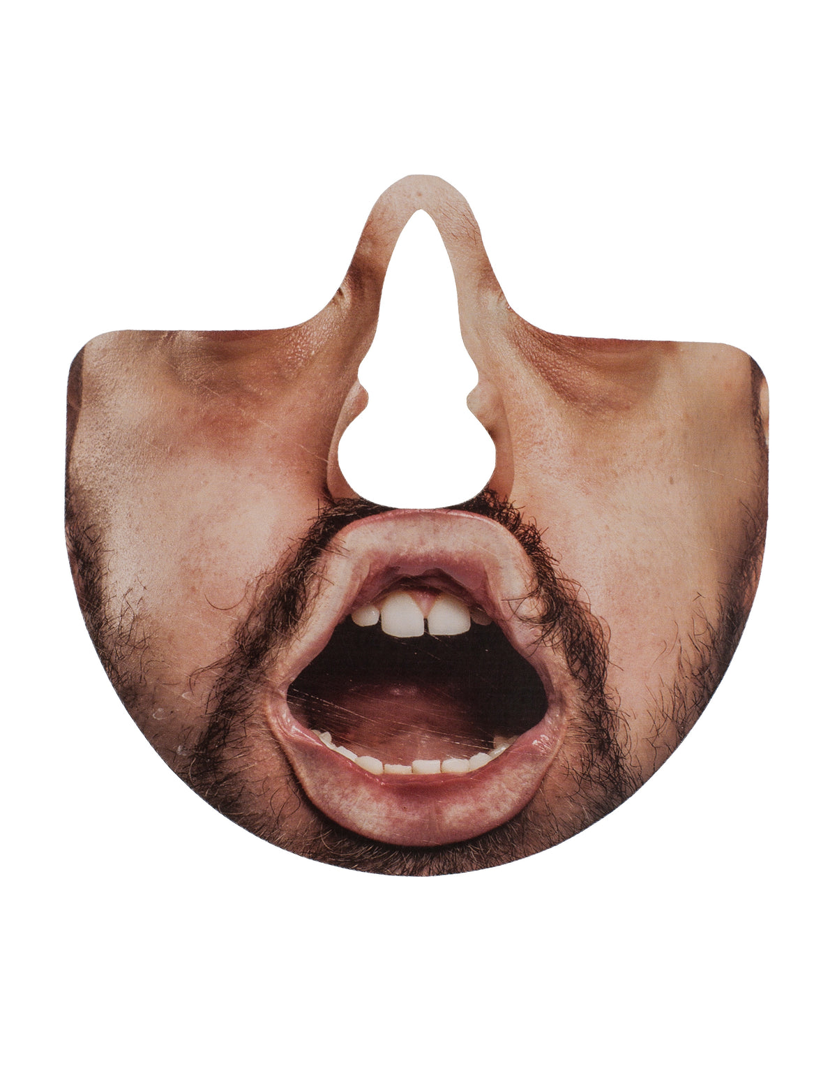 Détail d'un accessoire de bouche d'homme barbu hurlant du kit photobooth bouches humoristiques