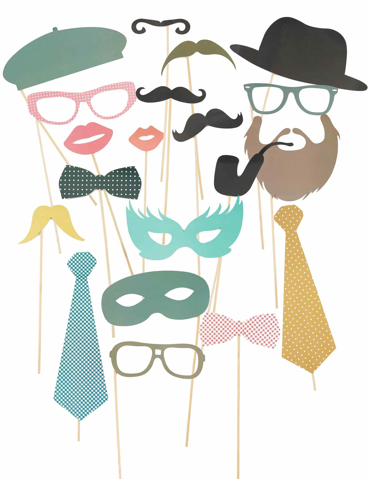 Kit photobooth retro pentru petrecere, 20 de piese multicolore