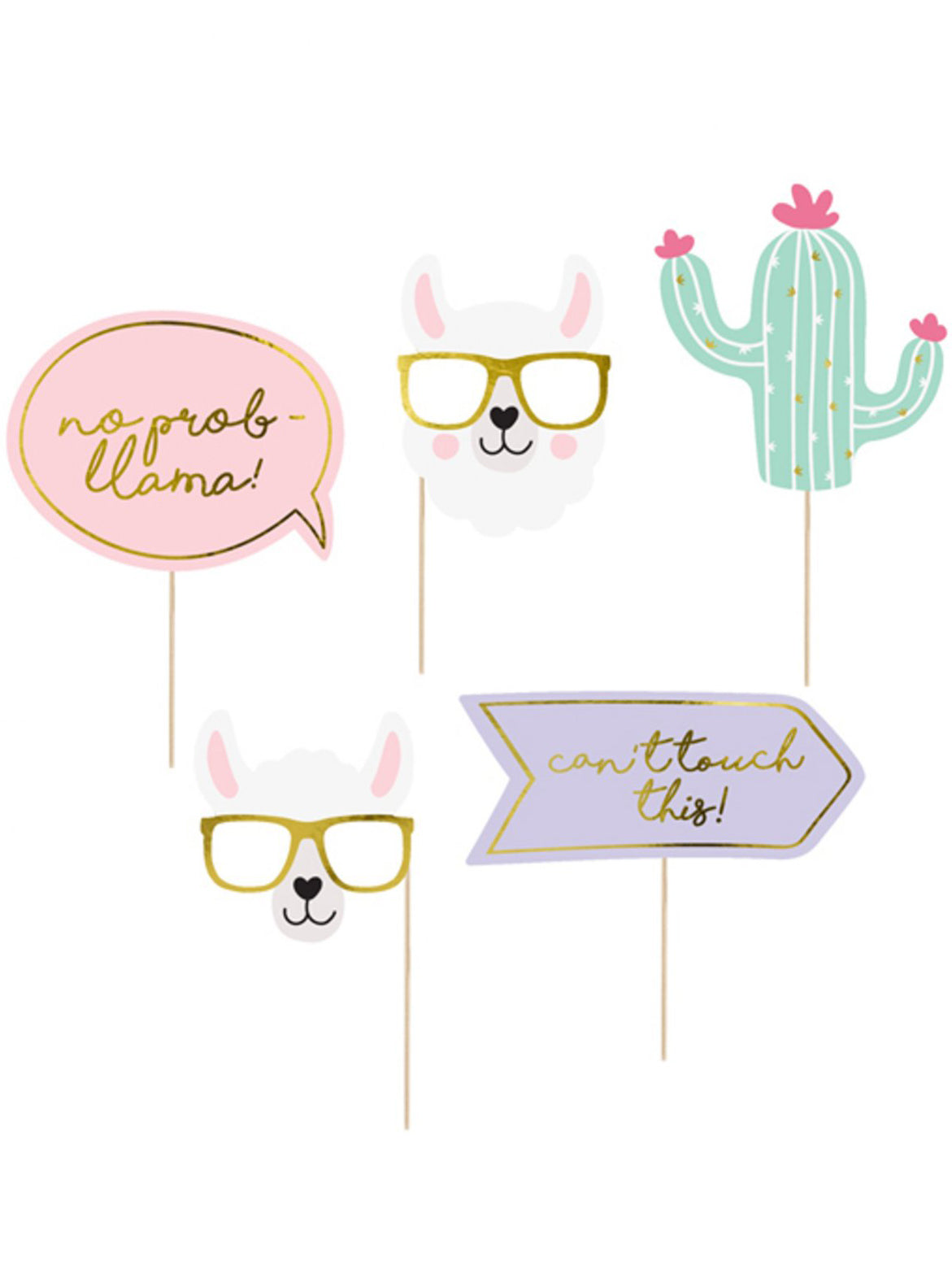 Kit cabină foto cu 5 piese în culori pastelate, lamă, pentru zile de naștere