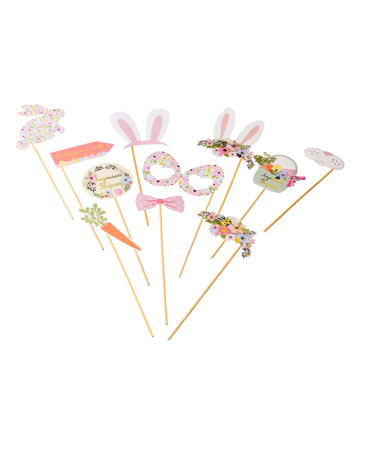 Kit cabină foto cu imprimeu de iepuraș de Paște Liberty și 11 accesorii florale