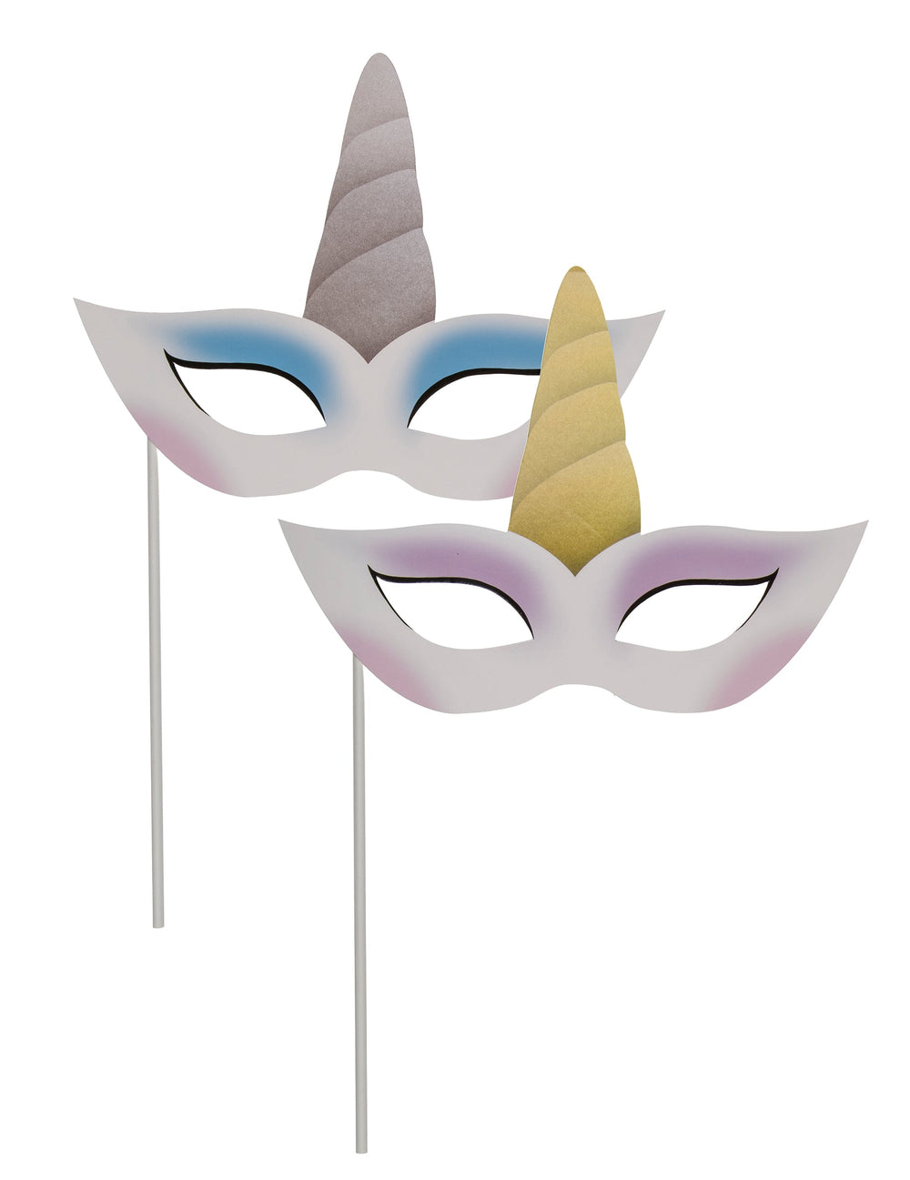 Masques avec cornes sur tiges du kit photobooth licorne