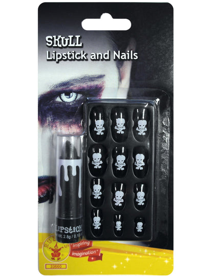 Kit de ruj și unghii false de craniu pentru adulți