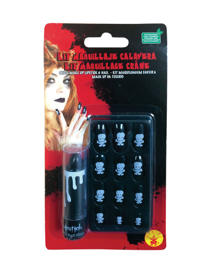 Kit de ruj și unghii false de craniu pentru adulți