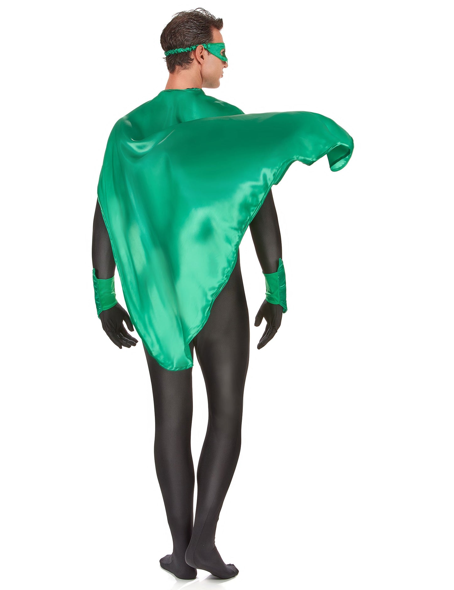 Vedere din spate a costumului de supererou verde pentru adult