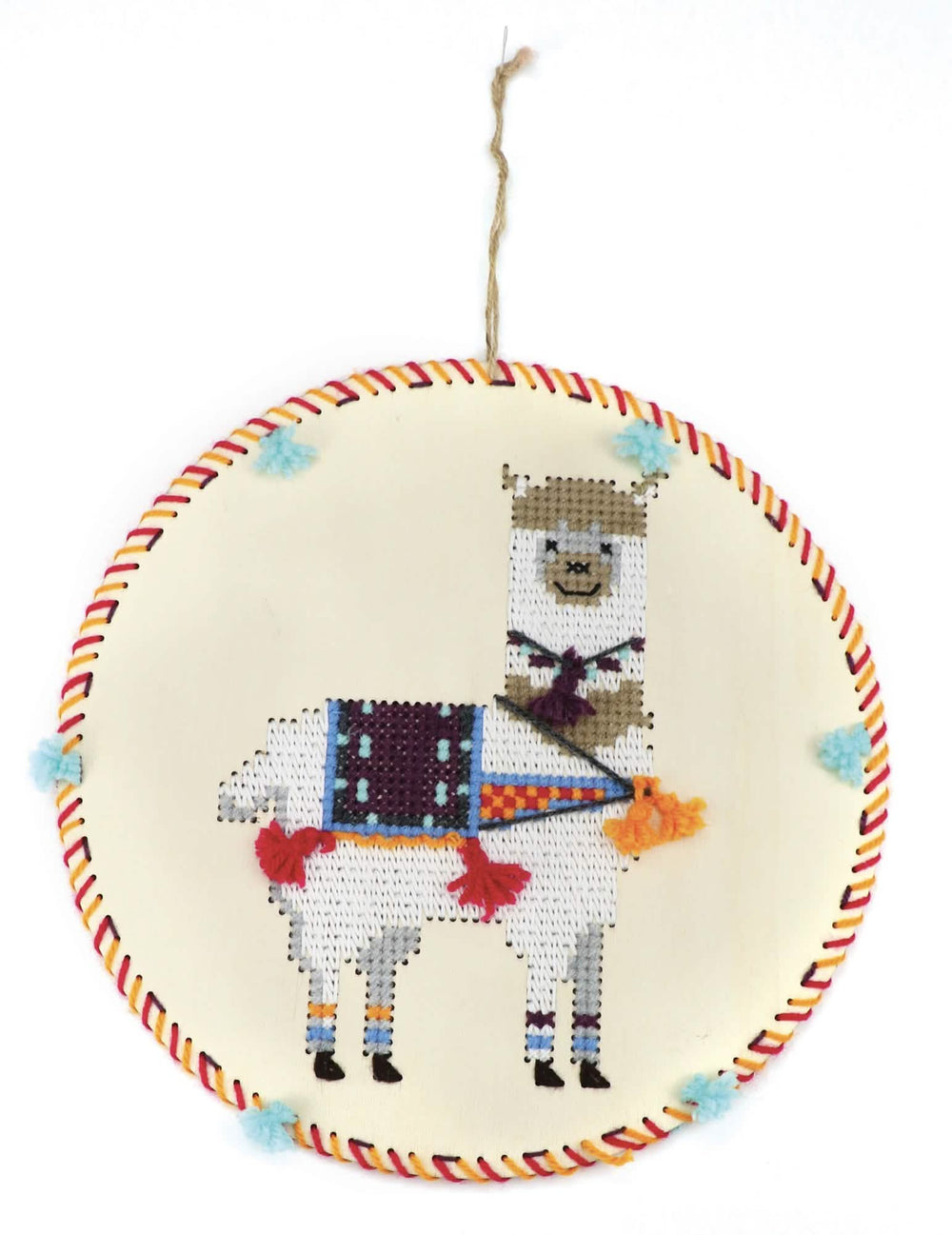 Kit de suspendat de brodat lama din lemn multicolor
