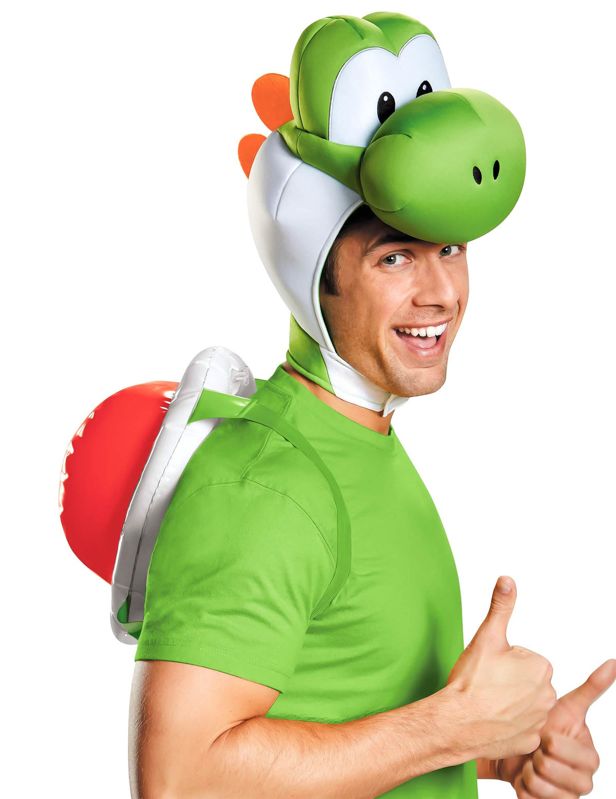 Kit Yoshi Nintendo® pentru adult verde cu coafură și carapace roșie